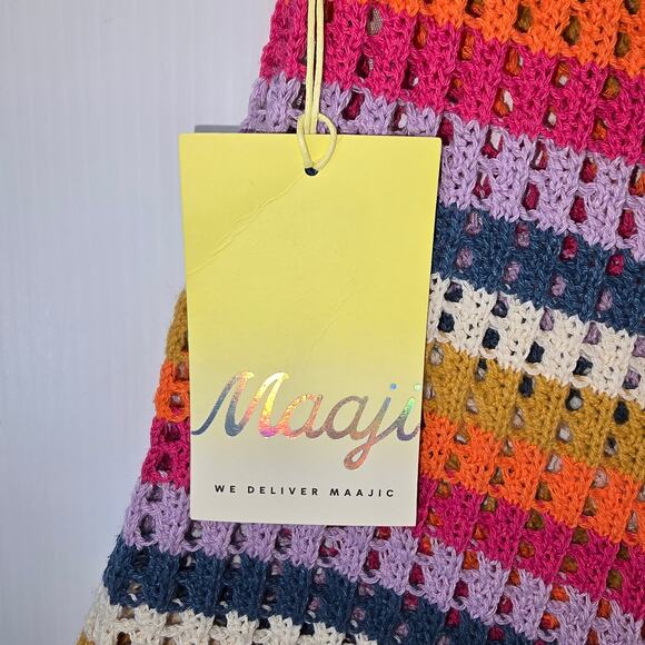 Maaji Pink Prism Kiko Shorts Knit Crochet Pull On 6" Multi Color Stripe M NEW - Picture 7 of 9